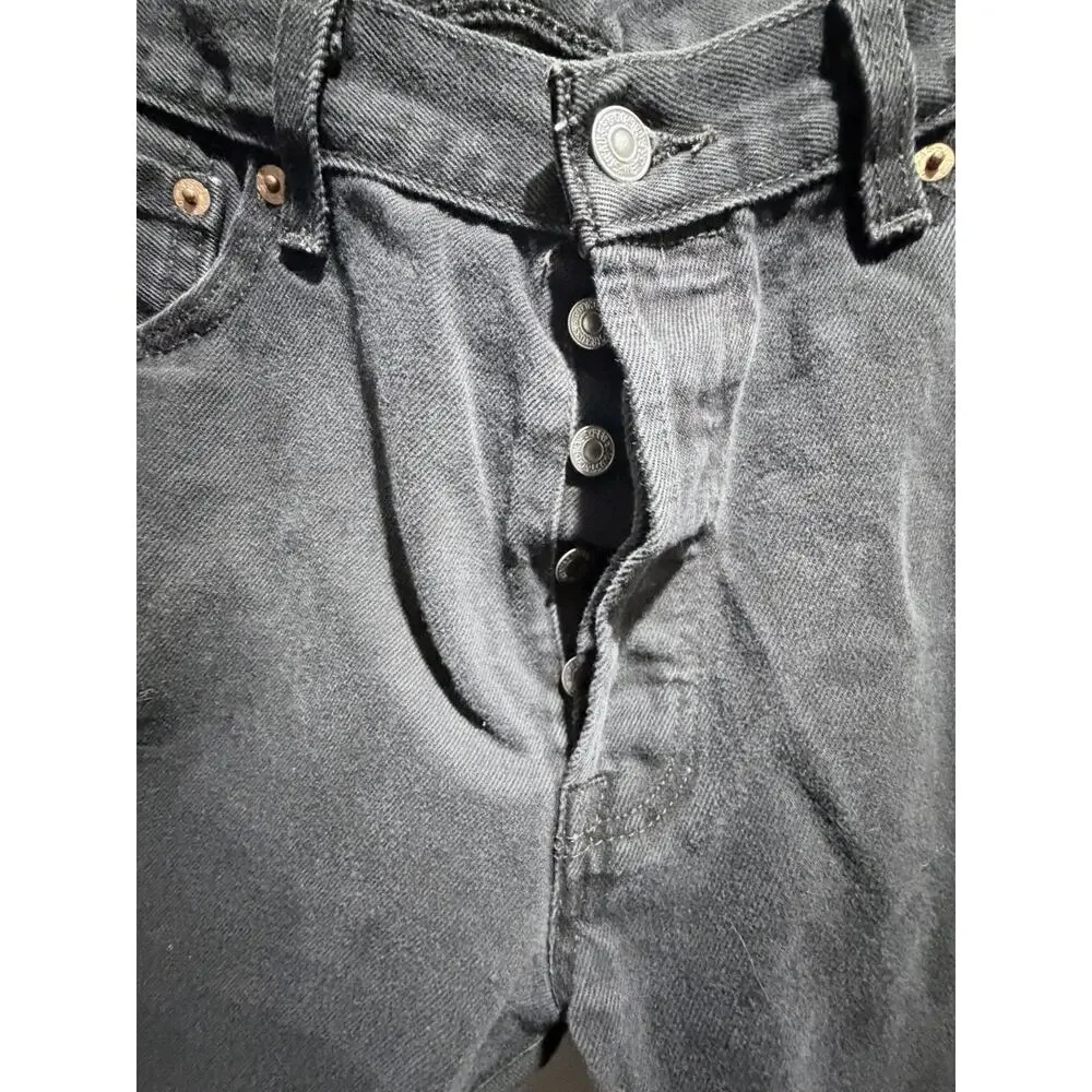 (Vintage) Levi’s 501 Cut Off Frayed Hem Jorts Y2K Grunge Black Faded Jeans 34/30